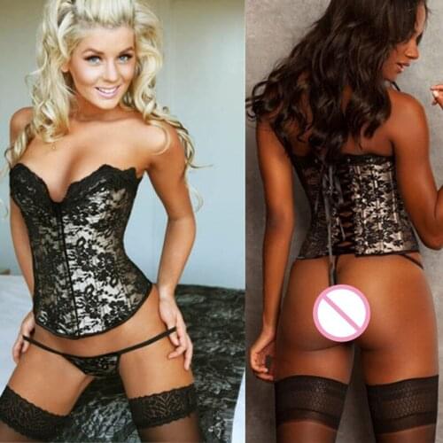 Sexy Corset Lingerie Black Lace Trim Floral Lace Up Overbust Corsets And Bustier Women Slimming Body Shaper Waist Trainer Corset