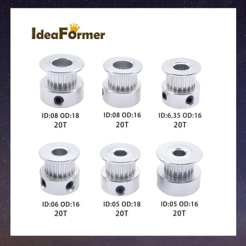 5pcs 3D Printer Accessories GT2 timing pulley 16/20 tooth pulley fit for width 6mm belt