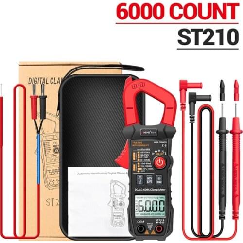 ST210 Professional AC/DC 600A Current Tester Digital Multimeter Clamp Meter 6000 Counts True RMS Ampere Meter for Eletric