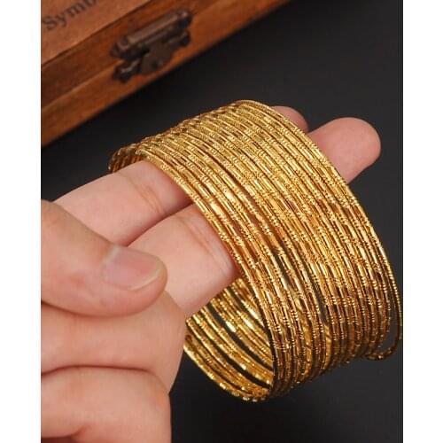 Super 24k Gold Women Gold big Dubai Bride Wedding Ethiopian Bracelet Africa Bangle Arab Jewelry Gold Charmgirls India gifts
