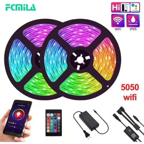 LED Strip Lights WiFi 5M 10M 300/600 LEDs SMD 5050 Color Changing Kit Work with Alexa Google Assistant Wireless APP Controlled