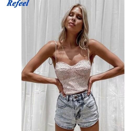 France Pink Floral Print Women Top Chic Spaghetti Straps Camis Sexy Elastic Women Tank Top