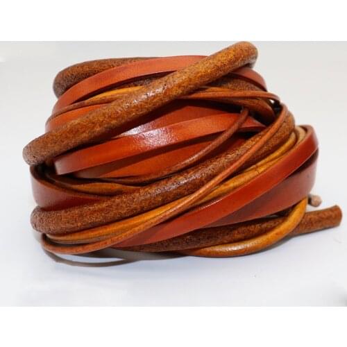 2 Meters Vintage Red/Yellow/Brown Genuine Leather Cords Round/Flat Decorative Leather Rope Bracelets Thread DIY Jewelry Making