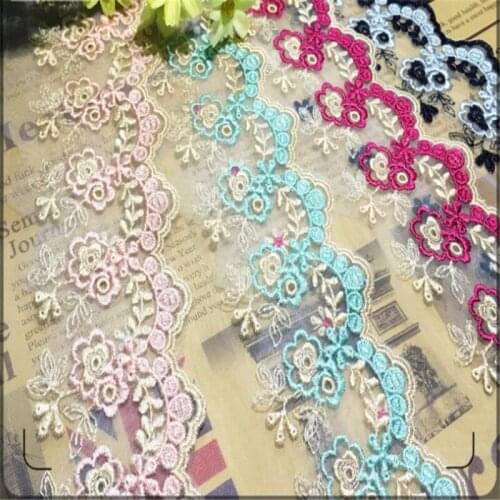 Water-soluble bud silk cloth embroidered lace 13cm polyester color national wind embroidery barcode
