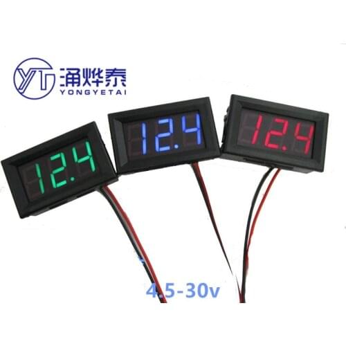 YYT Two-wire DC voltage meter 0.56-inch LED digital voltmeter DC4.5V-30.0V reverse connection protection