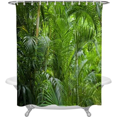 Jungle Trees Green Plants Shower Curtain Home Bath Decorative Waterproof Polyester Fabric Bathroom Curtain