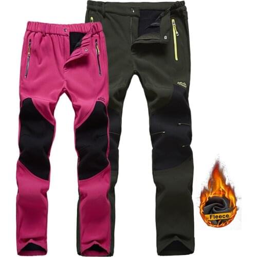 Hiking Camping Climbing Pants Women Windproof Waterproof Fleece Warm Trousers Skiing Trekking Outdoor Sports Loose Pants