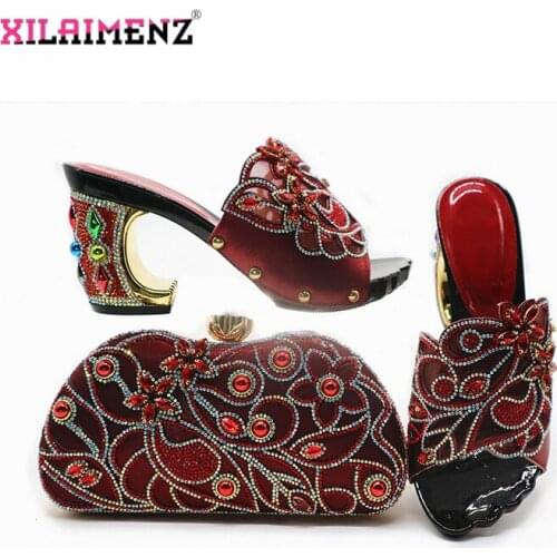 Wine Color Nigerian Women Shoes and Bag to Match Comfortable Heels for Party Italian Ladies Matching Shoes and Bag Set