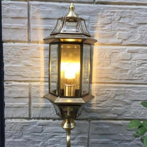 Retro 1 pcs copper Porch light indoor outdoor wall lamp lighting vintage wall light waterproof garden light Balcony wall sconce
