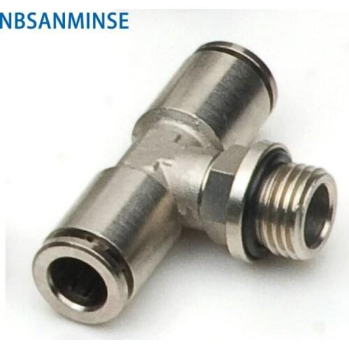 10Pcs/lot MPT M5 1/8 1/4 3/8 1/2 All Metal Brass Fitting Pneumatic Fitting Male Branch Tee Air Pneumatic Brass Fitting Sanmin