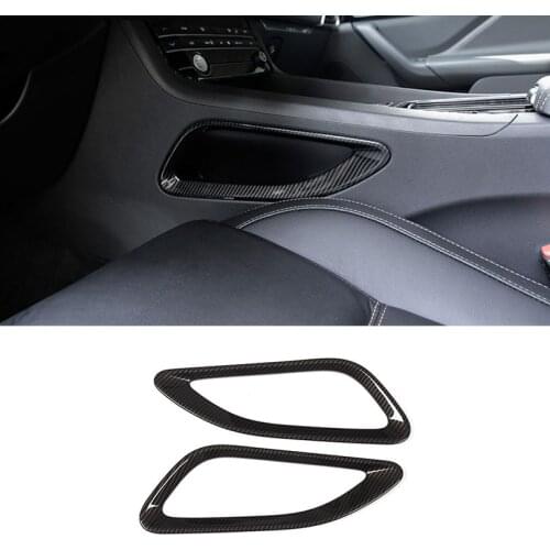 2pcs/set Car-styling Carbon Fiber Style Side Gear Box Panel Decoration Frame Trim For Jaguar F-Pace f pace X761 2016-2018