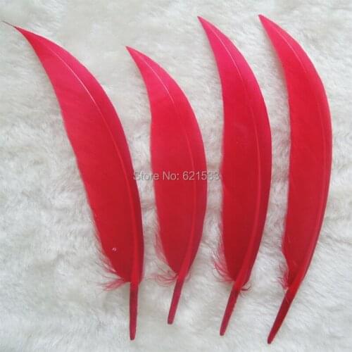 200PCS/LOT!9-15cm Curved Goose Quill Feathers,pointy tip,dyed red, loose feathers,craft stiff feathers