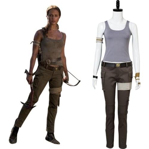 2018 Movie Tomb Raider Cosplay Lara Croft Cosplay Costume Outfit Full Set Halloween Carnival Custom Made Any Size