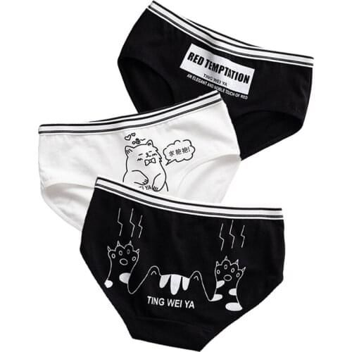 3Pcs/lot Cotton Panties Cartoon Underwear Women Low Waist Briefs Girls Panty Underpant Female Sexy Lingeries Panties For Women