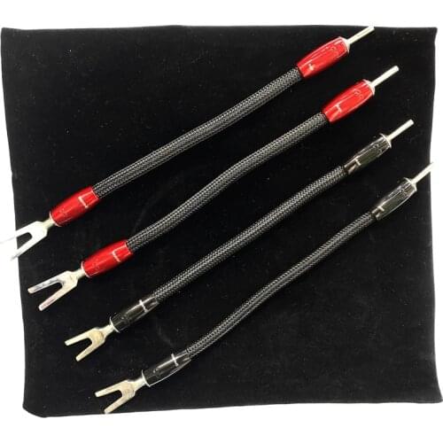 4Pcs WEL Signature HiFi Audio Speaker Jumper Cable Terminal Bridge Cables with Series 1000 Silver Banana to Spade Plug
