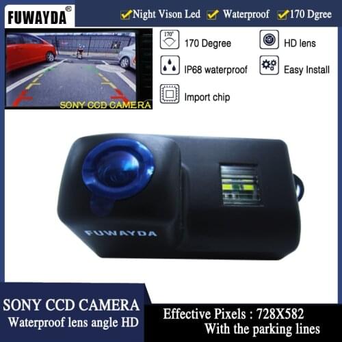 FUWAYDA SONY CCD Car Rear View Reverse Mirror Image Guide Line CAMERA for Peugeot 206 207 306 307 308 406 407 5008 Partner Tepee