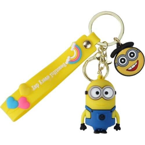 Anime Little Yellow Man Cartoon Doll Keychain Cute Men And Women Bag Ornaments Creative Small Gift Keyring Car Accessories New