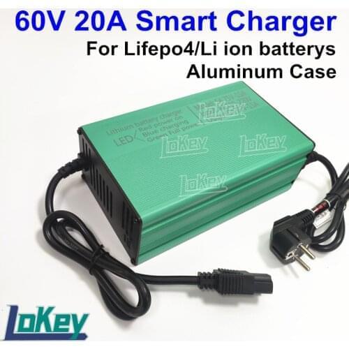 Fast smart charger 60V 20A 16S 67.2V 17S 71.4V li-ion 20S 73V lifepo4 ebike motorcycle golf cart forklift boat lithium battery