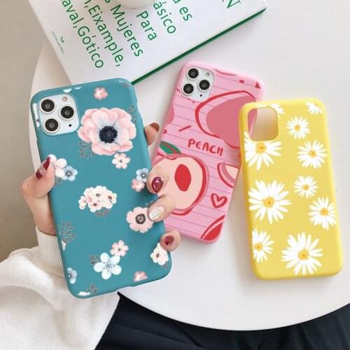 Flowers Matte Soft Cover For Samsung Galaxy Note 20 S20 Ultra S10 S9 Plus A41 A31 A51 A71 A20 A30 A20S A21S A50 A70 Case Peach