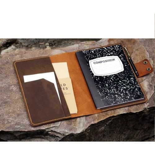 Personalized leather composition notebook book cover case / vintage rustic leather cover portfolio for composition notebook