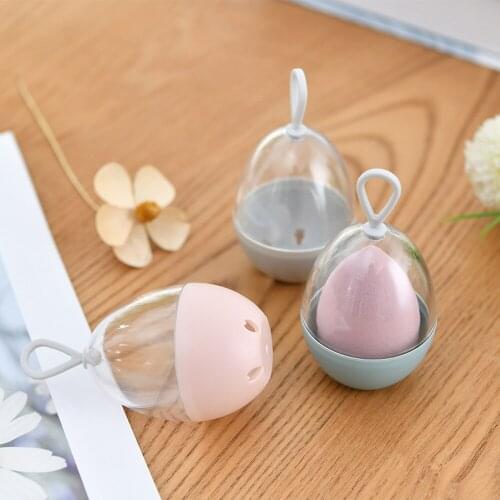 1pcs Cosmetic Puff Holder Mildew Proof Drying Easy Carry Sponge Display Storage Empty Cosmetic Egg Shaped Box Makeup Accessories