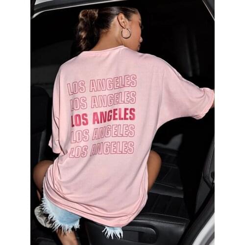 Los Angels Graphic Tee Summer Fashion Kawaii Cute Pink Women Clothing 100% Cotton Casual Funny Aesthetics Female T-Shirt