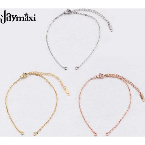 Jaymaxi DIY Bracelet Chain Stainless Steel 2mm With Extender Chain 20+6mm Rose Gold Color Gold Color 20Pieces/lot
