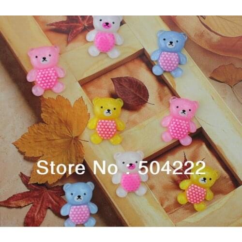 Set of 100 pcs kawaii shiny glitter bear resin Cabochons 20mm cell phone decor,hair clips, embellishment, DIY-SZ0612