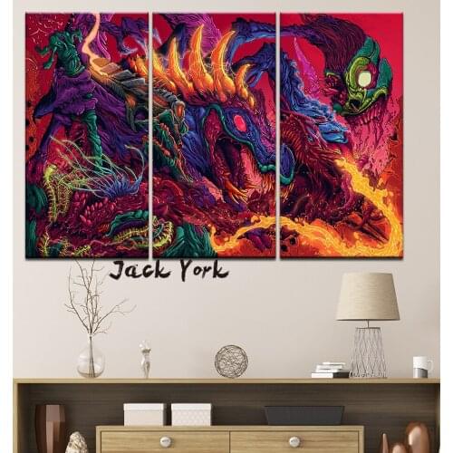 Canvas Painting Artistic abstraction Colorful dragon 3 Pieces Wall Art Painting Modular Wallpapers Poster Print Home Decor