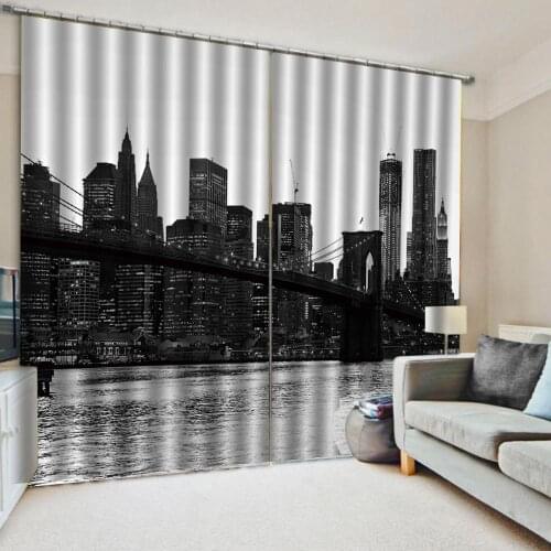 Black curtains building Window Blackout Luxury 3D Curtains set For Bed room Living room Office