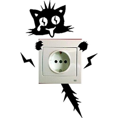 Creative Electricity Cat Art Switch Sticker Living room Bedroom Decorative Wall Stickers Vinyl Waterproof Murals JG1418