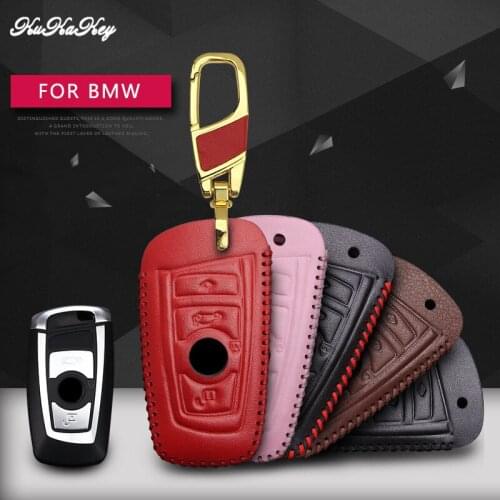 KUKAKEY Leather Car Key Case Cover For BMW F10 F20 F30 Z4 X1 X3 X4 M1 M2 M3 E90 1 2 3 5 7 key Chain Shell Car Accessories
