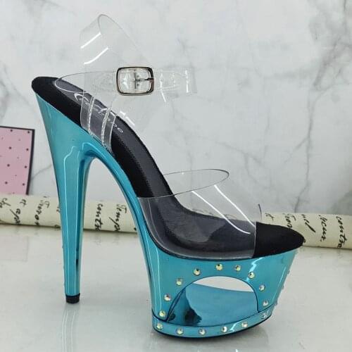 Leecabe stock 17CM/7inches platform Pole Dance sandals shoes