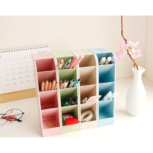 Multi-function 4 Grid Desktop Pen Holder Durable Desk Pencil Organizers Stationery Stand Box for Home Office Classroom Keep Tidy