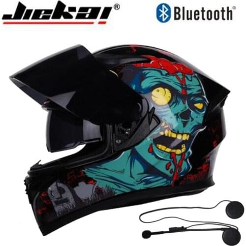 2019 New Knight Safety Protection JIEKAI Full Face Motorbike Helmets Double lens Motorcycle Helmet made of ABS with Bluetooth