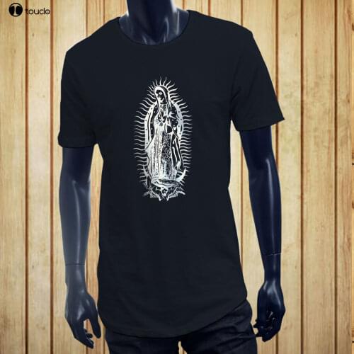 Short Sleeve for Men Clothing Summer VIRGIN MARY VIRGEN DE GUADALUPE JESUS CATHOLIC Mens Navy Extended Long T-Shirt Tee Shirt