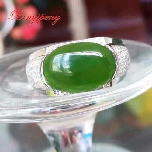 925 sterling silver with 100% natural jasper ring male Simple and easy Fine jewelry