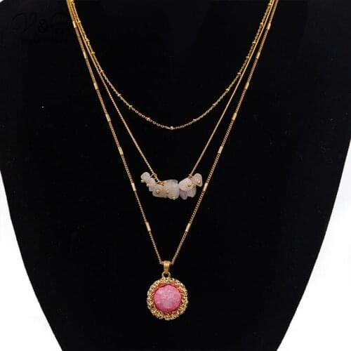 New Trendy Semi-precious Stone Necklace 2020 Handmade Layered Necklace Initial Necklace Pendant Necklaces For Women