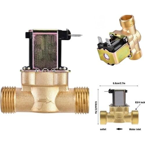 Water Valve Switch G3/4 Inch Brass Solenoid Valve for Water Heater