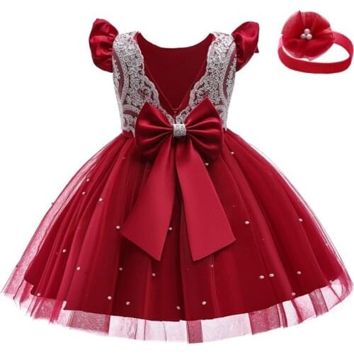 Baby Girls Dresses for Birthday Kids Lace Princess Dress Elegant Party Wedding Gown Blackless Bow Tutu Fromal Evening Dresses