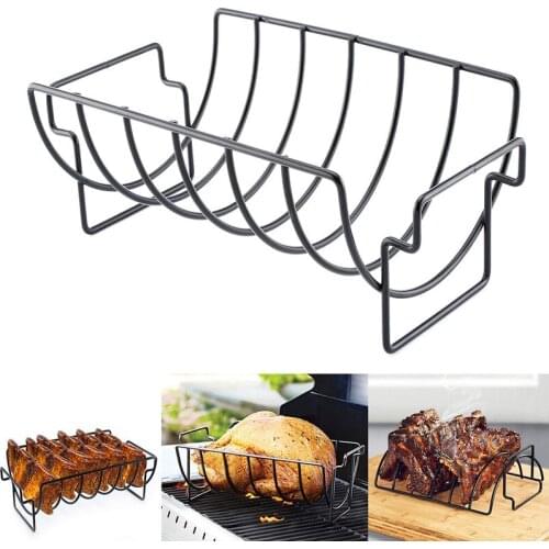 Grill Stand Roasting BBQ Rib Rack Non-Stick Stainless Steel BBQ Tools Steak Lamb Holders Rack Roast Chicken Tool Bbq Accessories