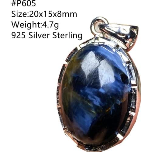 Natural Blue Pietersite Beads Pendant Jewelry Silver Sterling For Women Men Healing Crystal 20x14x8mm Beads Energy Stone AAAAA
