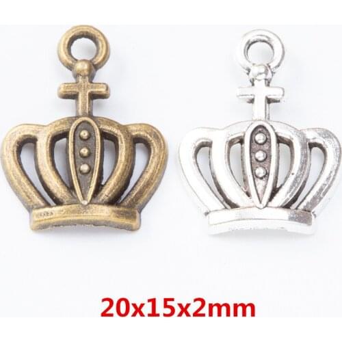 60 pieces of retro metal zinc alloy Crown pendant for DIY handmade jewelry necklace making 7352B