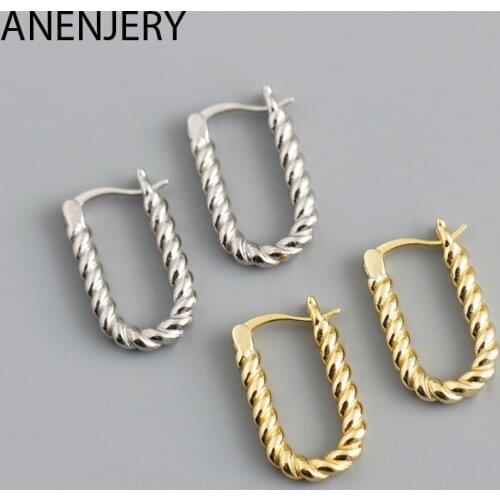 Evimi 925 Sterling Silver Twisted Rope U-shaped Earring For Women Personality French Hoop Earring Simple Accessories