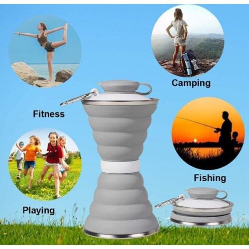 500ML Silicone Collapsible Water Bottles For Sports Drink Camping Travel My Cycling Foldable Bottle Coffee Cup