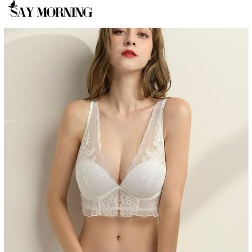 SAY MORNING Women Lace Bra Set Push Up Lingerie Set Deep V underwear set Sexy Embroidery Jacquard Bra soft Lace Underwear