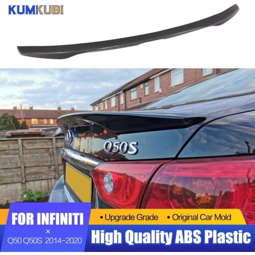 For Infiniti Q50 Q50S Black Spoiler Painted Carbon Fiber Color ABS Trunk Lid Spoiler Wing For Infiniti Q50 Spoiler 2013 to 2020
