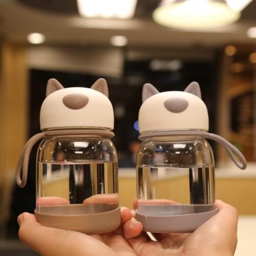 Super Cute Water Cup Mini Cute Glass Portable Handy Cup Handle Heat-resistant Transparent Cat Students Men, Women and Children