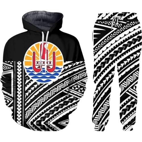 Tahiti Polynesia Aloha Casual Streetwear Sweatshirt And Pants 3d Crewneck Hoodie Pullovers Men/Women Tracksuit Wholesale Custom