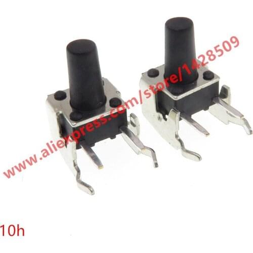100pcs/lot Tact Switch 6*6*10mm button switch touch switch side by 2 feet with fixing bracket